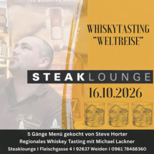 Whisky Tasting Weltreise + 5 Gänge Menü am 16.10.2026